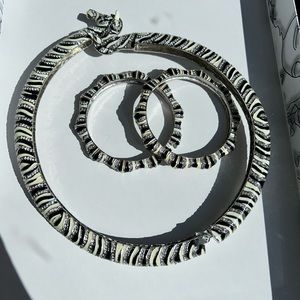 Sassy Jones ‘Samba Zebra’ Lux Bib Necklace and Bracelet (3-piece set)